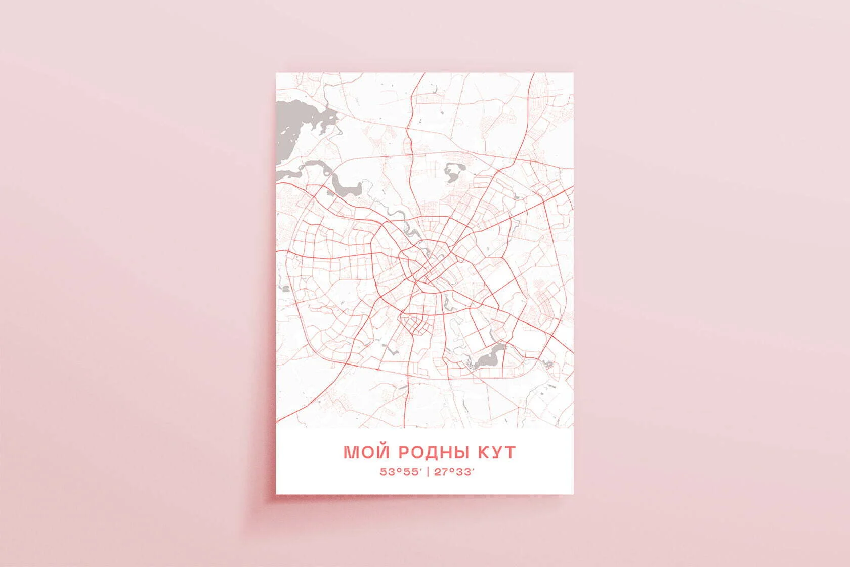 Постер с картой города в интерьере