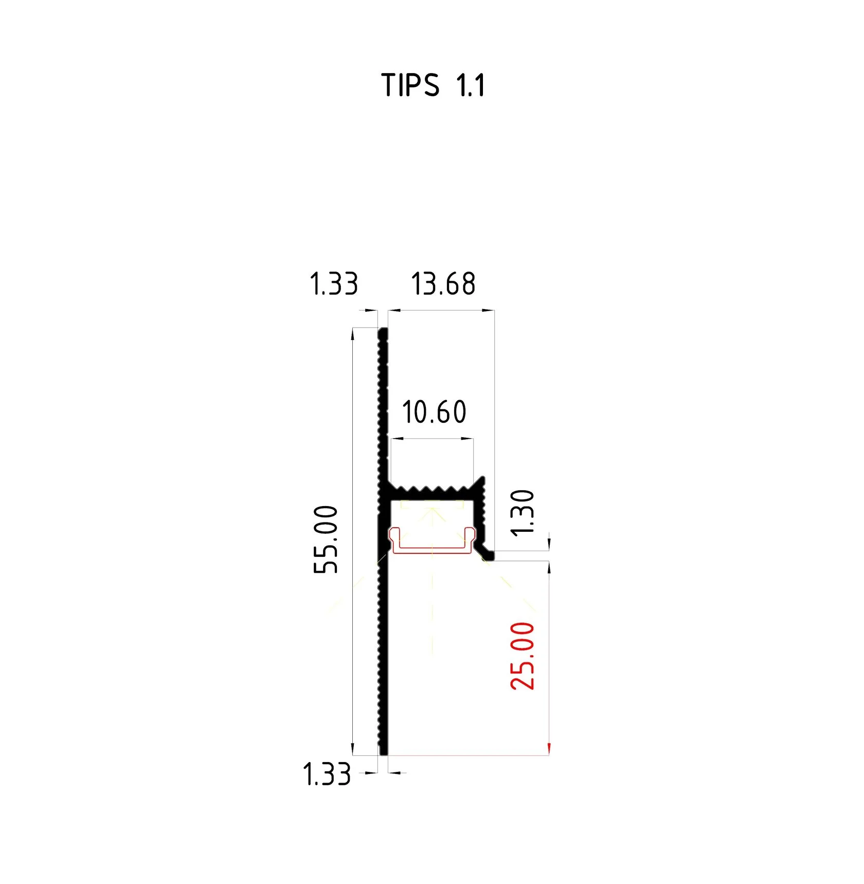 Schattenfugenprofil Typ 1.1 – 25 mm Shadow Gap | ENUP