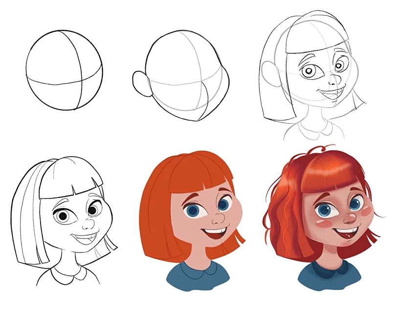 How to draw a human in cartoon style. Step by step instruction 8 steps