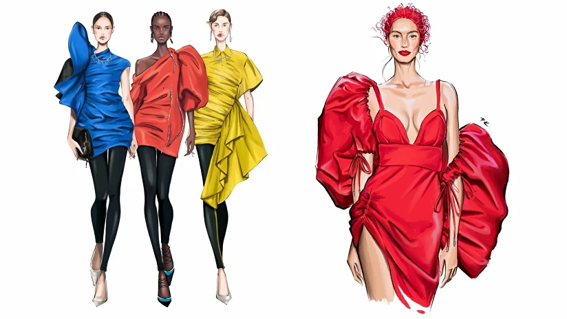 How to draw draperies and folds on clothes|Review from Fashion Illustration  School Fantasy Room Online