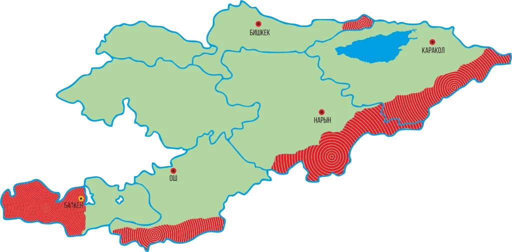Map of Kyrgyzstan Border Zones