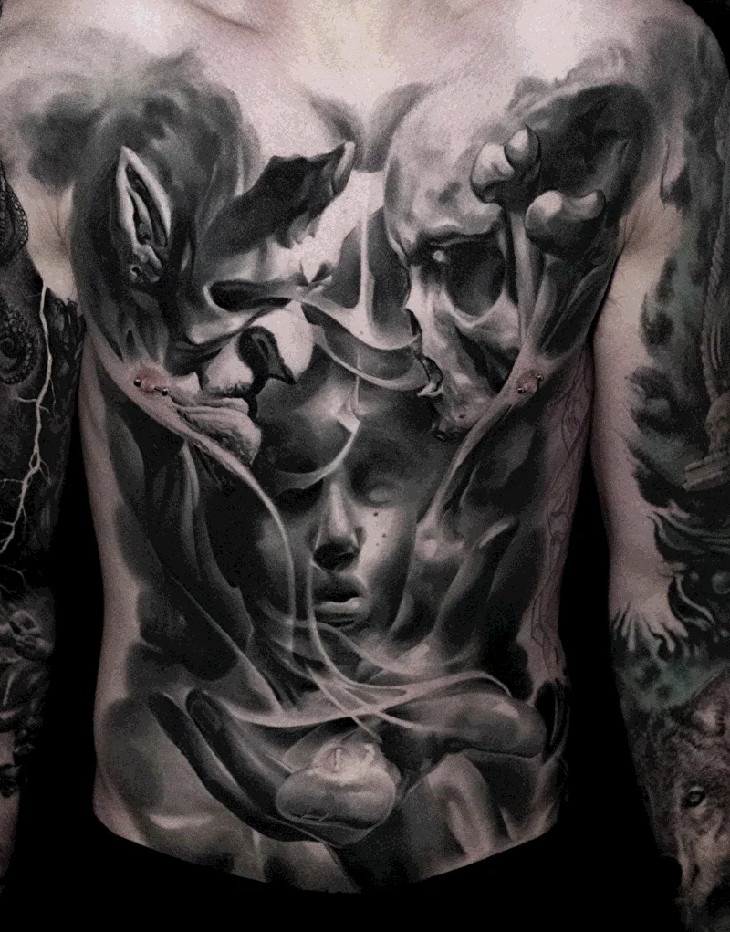 black and grey tattoo
