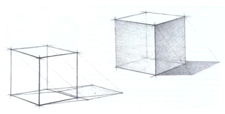 Учимся правильно рисовать куб карандашом: пошаговый урок