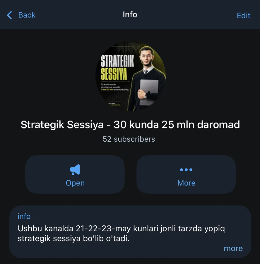 Yopiq Telegram kanal