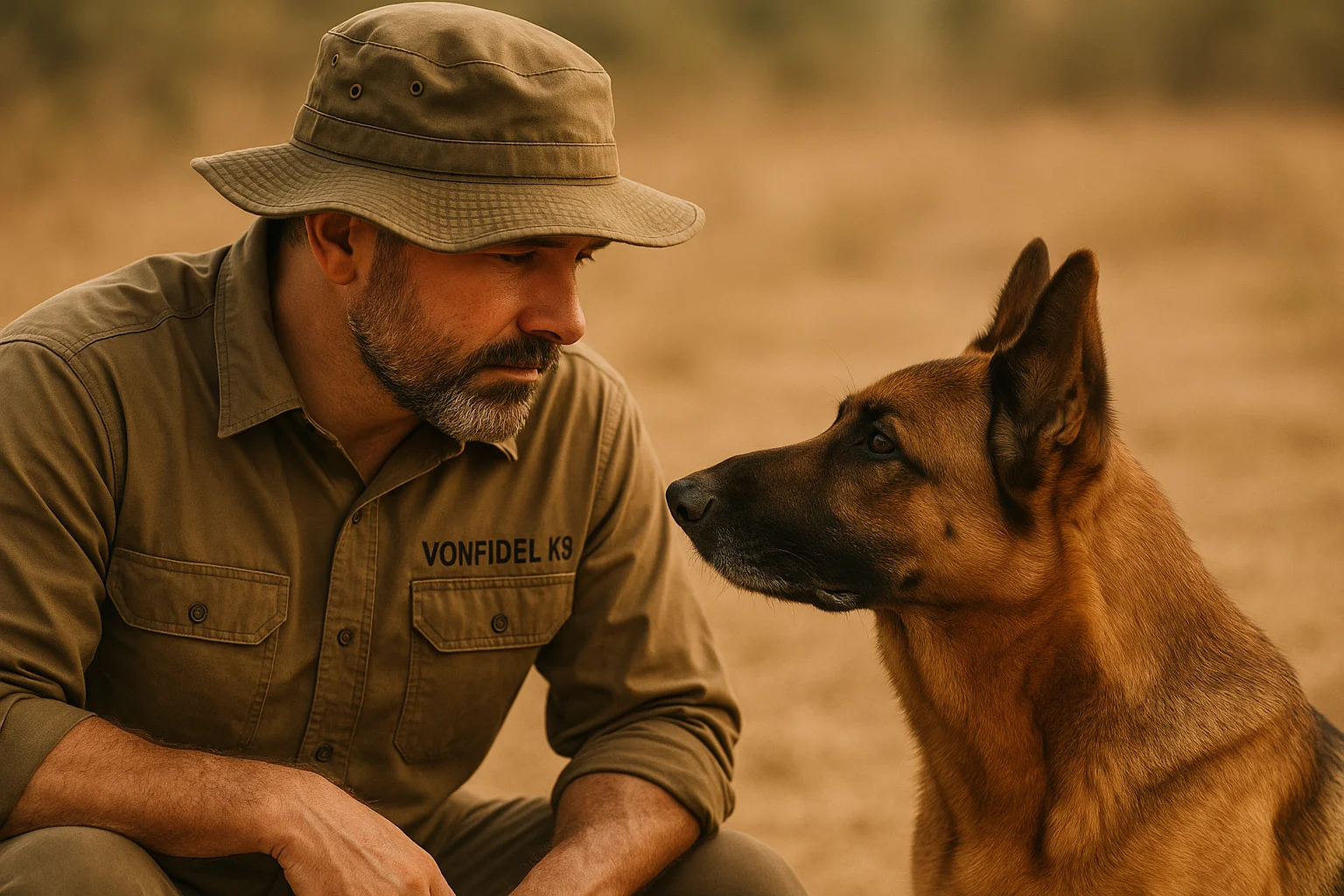 VONFIDEL K9 handler working with a dog during structured training in Sri Lanka