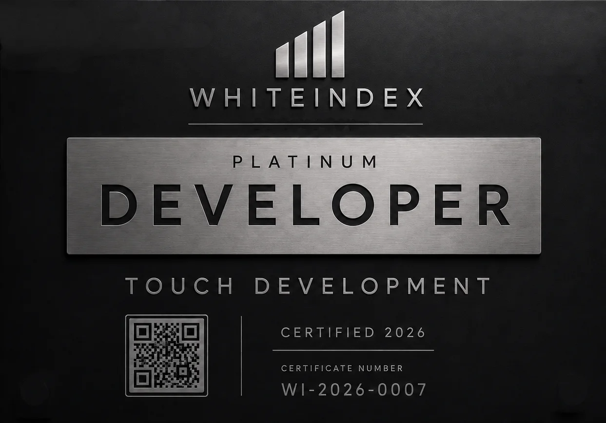 WhiteIndex Platinum Developer Certificate — TOUCH Development