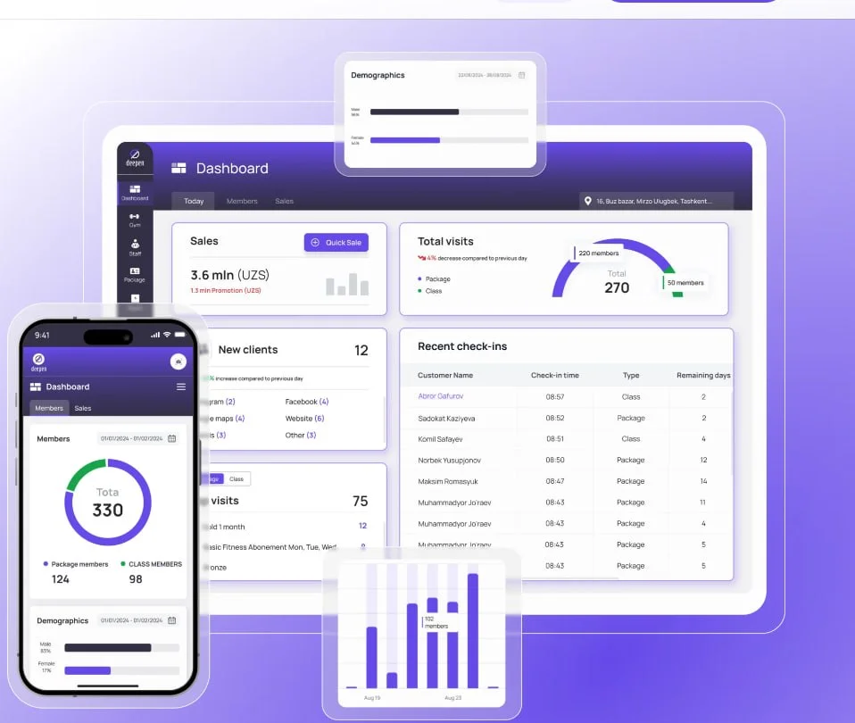 Deepen ERP — интерфейс системы